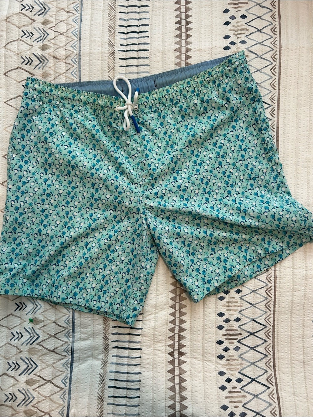 Bonobos Men's Teal Patterned Swim Trunks sz M 7in inseam